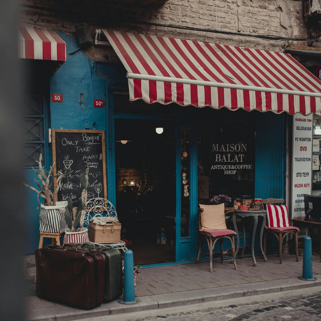Vintage Red and White Awning